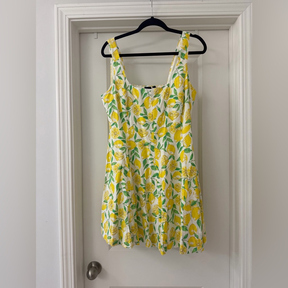 Gap Linen Blend Mini Dress in Spring Lemon Print - Picture 3 of 6